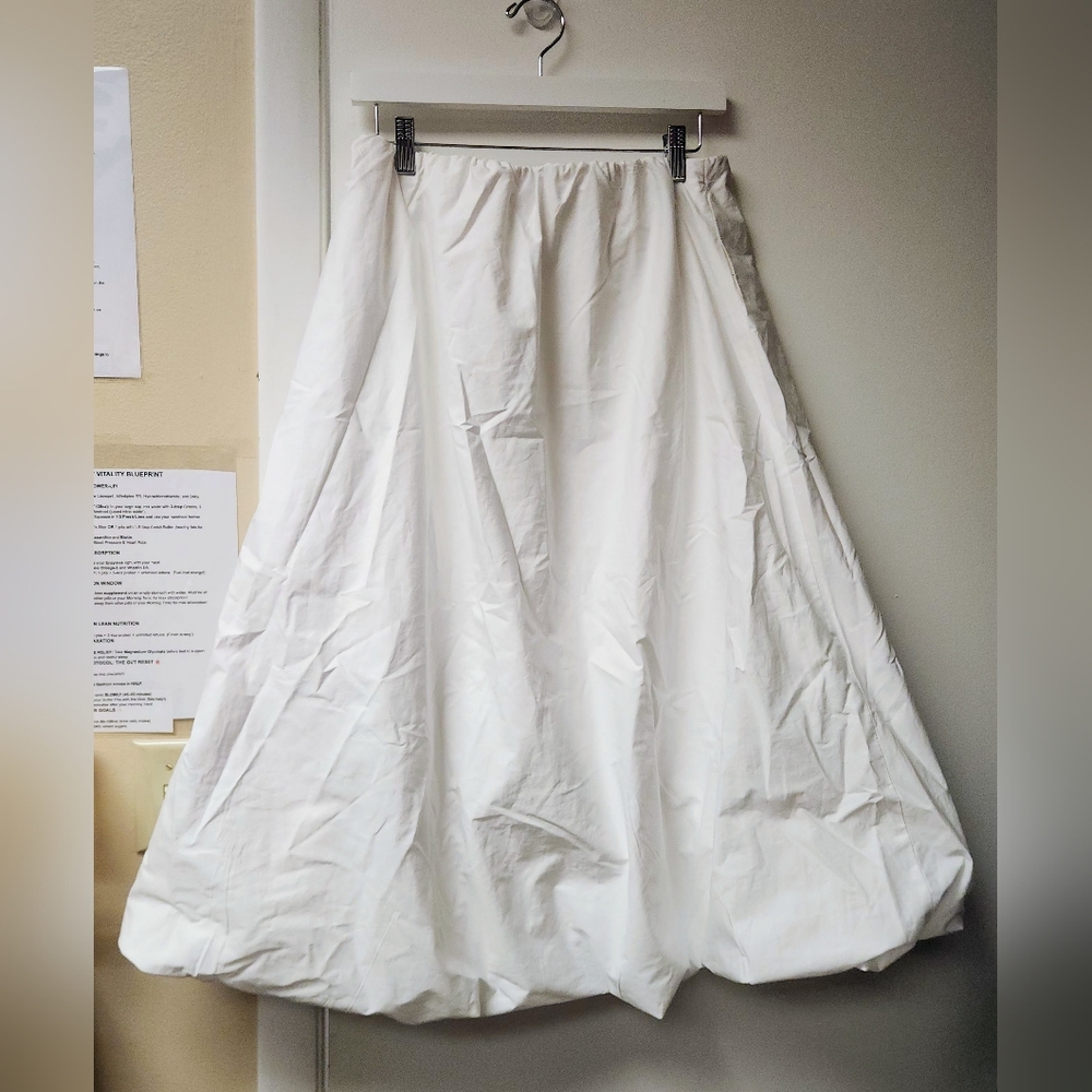 Zara White 100% Cotton Balloon Hem Midi Skirt - Size M - Trending Bubble Skirt - Picture 5 of 12